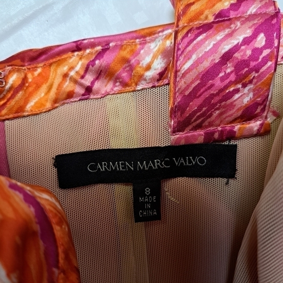 𝅺CARMEN Marc Valvo Printed Silk Halterneck Dress - Picture 9 of 14